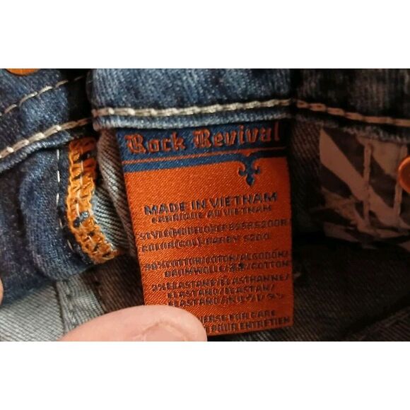 Rock Revival Blue Skinny Jeans with Embroidered Pockets - Picture 7 of 10